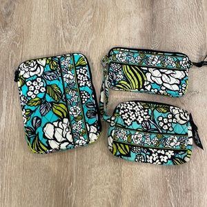 Vera Bradley Island Blooms bundle. iPad mini case, wristlet and cosmetic bag